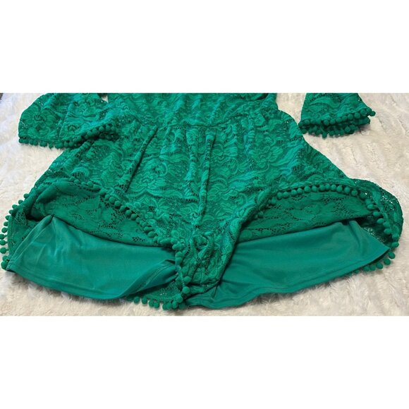 GB Brand Green Lace Romper Shorts High-Rise Polyester Blend Junior's Size L-READ - Picture 14 of 16